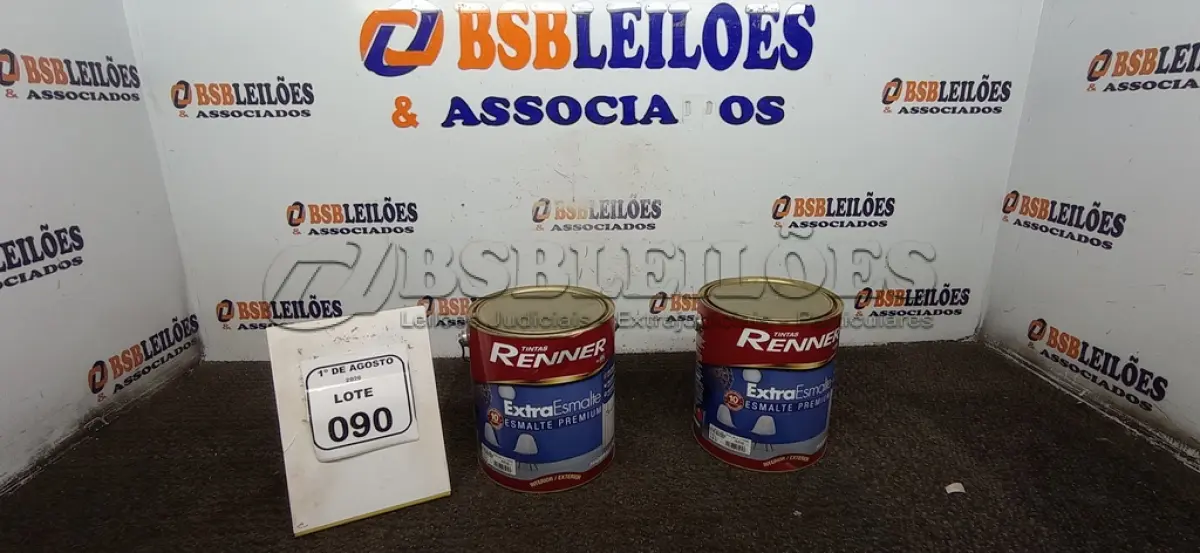 LOTE 090 - 02 LATAS DE ESMALTE SINTÉTICO BASE INTENSA ALTO BRILHO DE 3,2L MARCA RENNER. (NO ESTADO) ATENÇÃO! FAZER A VISITAÇÃO ANTES DE ARREMATAR, NÃO SABEMOS SE FUNCIONA, LEILÃO NÃO TEM GARANTIA E NEM DEVOLUÇÃO, SUJEITO A POSSÍVEIS AVARIAS VISÍVEIS/OCULTAS E/OU AUSÊNCIA DE COMPONENTES.