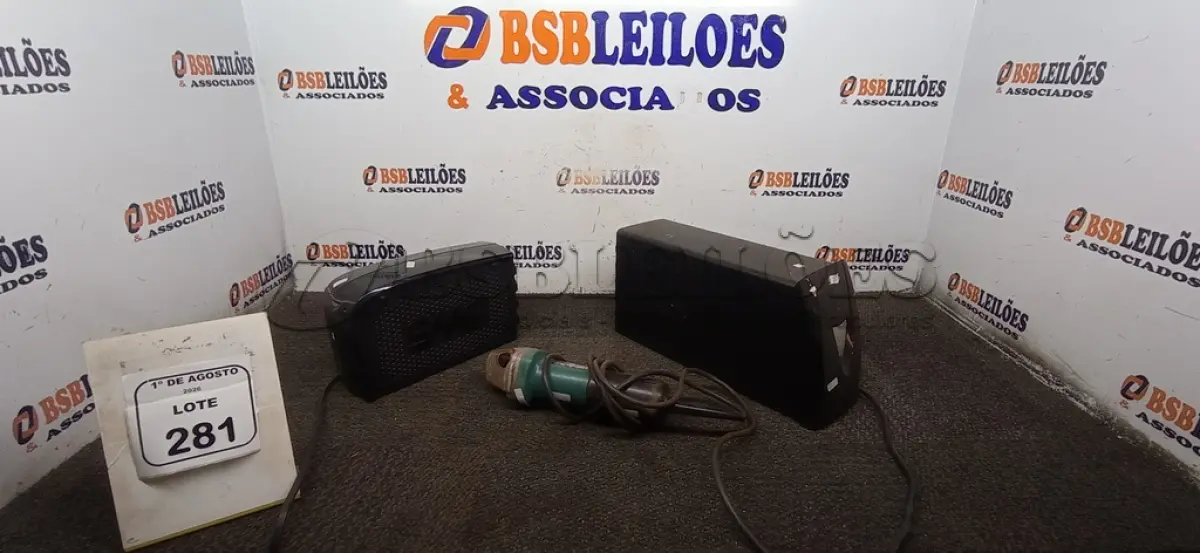 LOTE 281 - 01 ESMERILHADEIRA MARCA MAKITA E 02 NOBREAKS DE MARCAS E MODELOS DIVERSOS. (NO ESTADO) ATENÇÃO! FAZER A VISITAÇÃO ANTES DE ARREMATAR, NÃO SABEMOS SE FUNCIONA, LEILÃO NÃO TEM GARANTIA E NEM DEVOLUÇÃO, SUJEITO A POSSÍVEIS AVARIAS VISÍVEIS/OCULTAS E/OU AUSÊNCIA DE COMPONENTES.