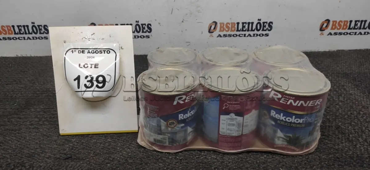 LOTE 139 - 06 LATAS DE TINTA ACRÍLICA PREMIUM DE 800ML CADA NA COR BASE PASTEL. (NO ESTADO) ATENÇÃO! FAZER A VISITAÇÃO ANTES DE ARREMATAR, NÃO SABEMOS SE FUNCIONA, LEILÃO NÃO TEM GARANTIA E NEM DEVOLUÇÃO, SUJEITO A POSSÍVEIS AVARIAS VISÍVEIS/OCULTAS E/OU AUSÊNCIA DE COMPONENTES.