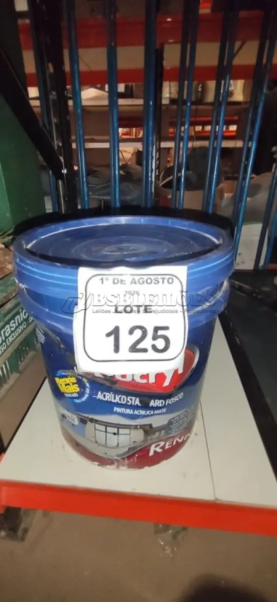 LOTE 125 - 01 BALDE DE TINTA ACRÍLICA NA COR CÉU VERÃO FOSCO DE 18L MARCA DUCRYL. (NO ESTADO) ATENÇÃO! FAZER A VISITAÇÃO ANTES DE ARREMATAR, NÃO SABEMOS SE FUNCIONA, LEILÃO NÃO TEM GARANTIA E NEM DEVOLUÇÃO, SUJEITO A POSSÍVEIS AVARIAS VISÍVEIS/OCULTAS E/OU AUSÊNCIA DE COMPONENTES.