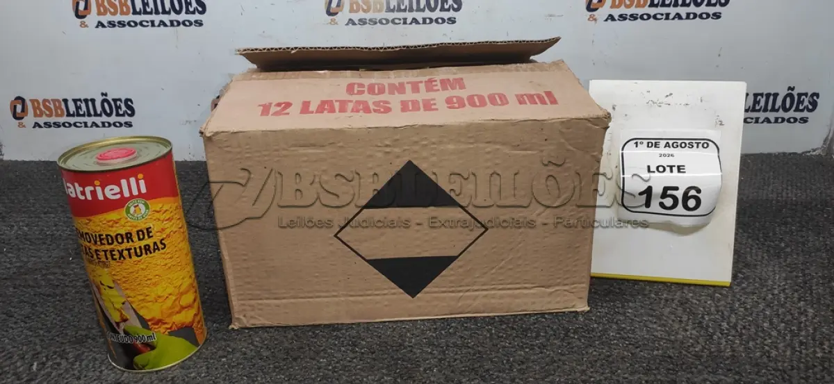 LOTE 156 - 01 CAIXA COM 12 REMOVEDORES DE TINTAS E TEXTURAS DE 900ML CADA. (NO ESTADO) ATENÇÃO! FAZER A VISITAÇÃO ANTES DE ARREMATAR, NÃO SABEMOS SE FUNCIONA, LEILÃO NÃO TEM GARANTIA E NEM DEVOLUÇÃO, SUJEITO A POSSÍVEIS AVARIAS VISÍVEIS/OCULTAS E/OU AUSÊNCIA DE COMPONENTES.