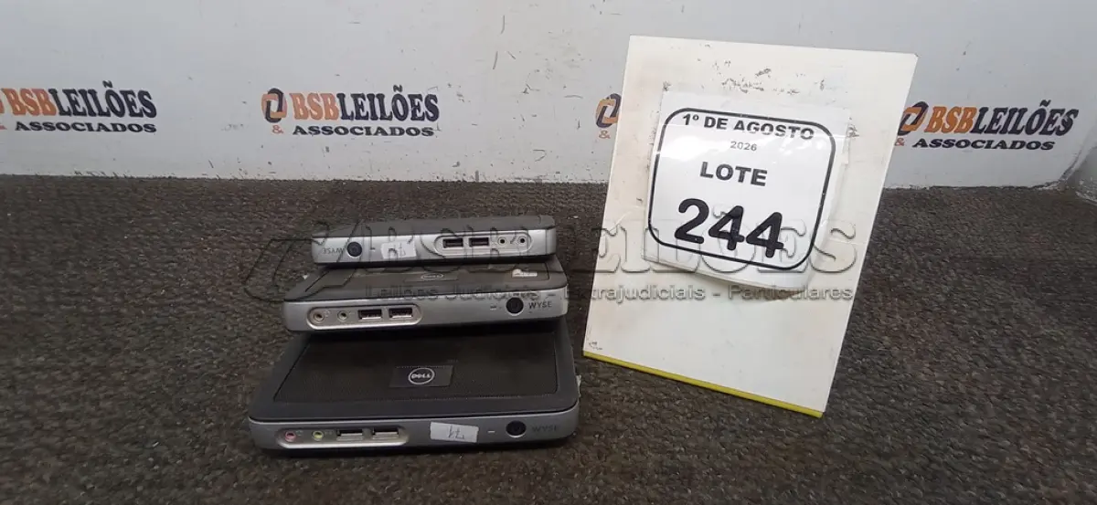 LOTE 244 - 03 MINIS PC MODELO WYSE MARCA DELL. (NO ESTADO) ATENÇÃO! FAZER A VISITAÇÃO ANTES DE ARREMATAR, NÃO SABEMOS SE FUNCIONA, LEILÃO NÃO TEM GARANTIA E NEM DEVOLUÇÃO, SUJEITO A POSSÍVEIS AVARIAS VISÍVEIS/OCULTAS E/OU AUSÊNCIA DE COMPONENTES.