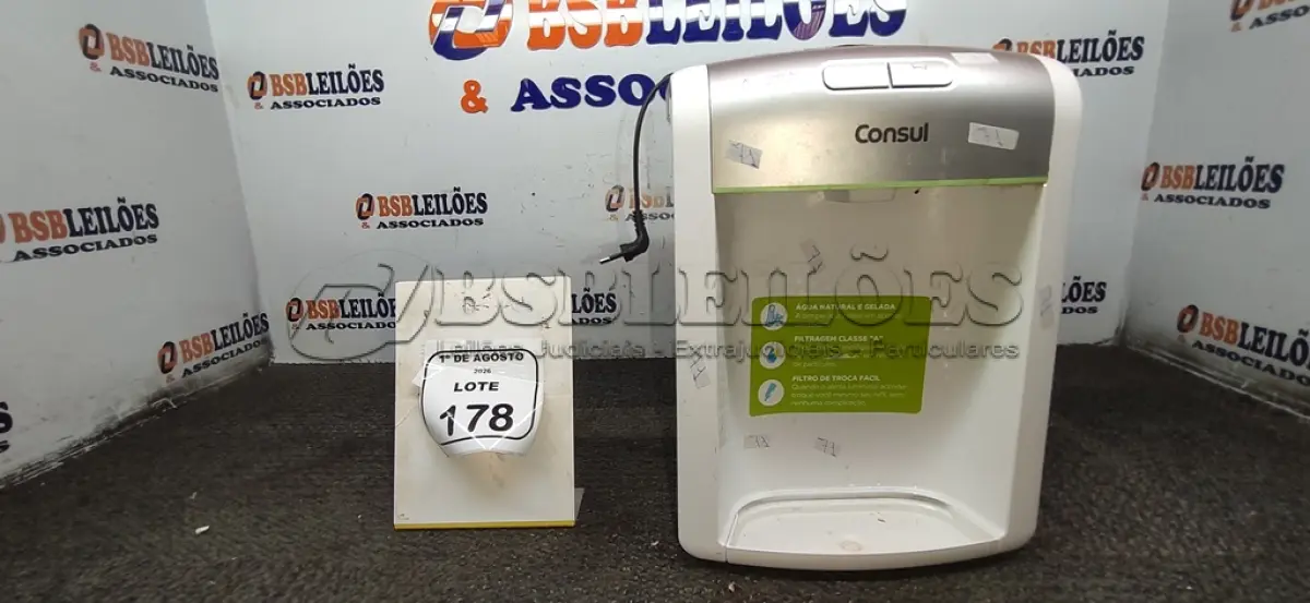 LOTE 178 - 01 PURIFICADOR DE ÁGUA MARCA CONSUL. (NO ESTADO) ATENÇÃO! FAZER A VISITAÇÃO ANTES DE ARREMATAR, NÃO SABEMOS SE FUNCIONA, LEILÃO NÃO TEM GARANTIA E NEM DEVOLUÇÃO, SUJEITO A POSSÍVEIS AVARIAS VISÍVEIS/OCULTAS E/OU AUSÊNCIA DE COMPONENTES.