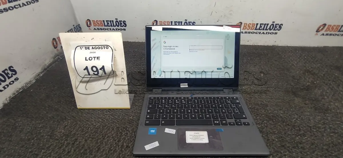 LOTE 191 - 01 CHROMEBOOK MODELO M11CH-PC917. (NO ESTADO) ATENÇÃO! FAZER A VISITAÇÃO ANTES DE ARREMATAR, NÃO SABEMOS SE FUNCIONA, LEILÃO NÃO TEM GARANTIA E NEM DEVOLUÇÃO, SUJEITO A POSSÍVEIS AVARIAS VISÍVEIS/OCULTAS E/OU AUSÊNCIA DE COMPONENTES.