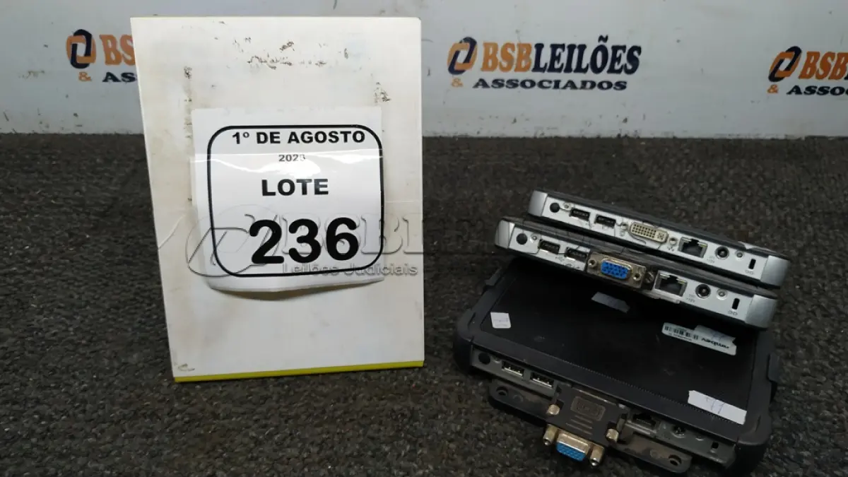 LOTE 236 - 03 MINIS PC MODELO WYSE MARCA DELL. (NO ESTADO) ATENÇÃO! FAZER A VISITAÇÃO ANTES DE ARREMATAR, NÃO SABEMOS SE FUNCIONA, LEILÃO NÃO TEM GARANTIA E NEM DEVOLUÇÃO, SUJEITO A POSSÍVEIS AVARIAS VISÍVEIS/OCULTAS E/OU AUSÊNCIA DE COMPONENTES.