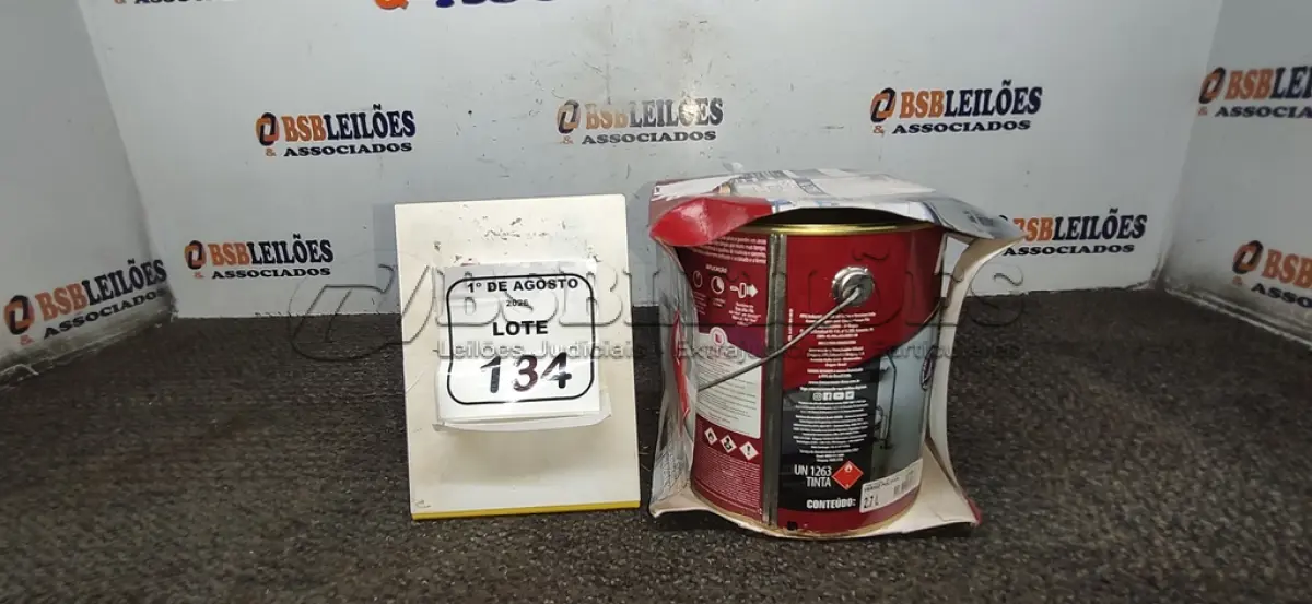 LOTE 134 - 01 GALÃO DE ESMALTE PU DE 2,7L, 01 LATA DE CATALISADOR DE 900ML E 01 LATA DE DILUENTE DE 900ML MARCA RENNER. (NO ESTADO) ATENÇÃO! FAZER A VISITAÇÃO ANTES DE ARREMATAR, NÃO SABEMOS SE FUNCIONA, LEILÃO NÃO TEM GARANTIA E NEM DEVOLUÇÃO, SUJEITO A POSSÍVEIS AVARIAS VISÍVEIS/OCULTAS E/OU AUSÊNCIA DE COMPONENTES.