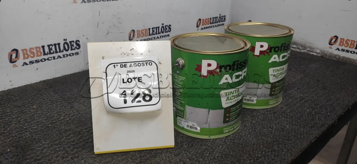 LOTE 128 - 01 LATA DE TINTA ACRÍLICA DE 3,6L NA COR LUAR DO SERTÃO FOSCO MARCA PROFISSIONAL ACR. (NO ESTADO) ATENÇÃO! FAZER A VISITAÇÃO ANTES DE ARREMATAR, NÃO SABEMOS SE FUNCIONA, LEILÃO NÃO TEM GARANTIA E NEM DEVOLUÇÃO, SUJEITO A POSSÍVEIS AVARIAS VISÍVEIS/OCULTAS E/OU AUSÊNCIA DE COMPONENTES.