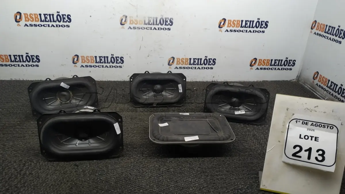 LOTE 213 - 05 AUTO FALANTES DE MARCAS E MODELOS DIVERSOS. (NO ESTADO) ATENÇÃO! FAZER A VISITAÇÃO ANTES DE ARREMATAR, NÃO SABEMOS SE FUNCIONA, LEILÃO NÃO TEM GARANTIA E NEM DEVOLUÇÃO, SUJEITO A POSSÍVEIS AVARIAS VISÍVEIS/OCULTAS E/OU AUSÊNCIA DE COMPONENTES.