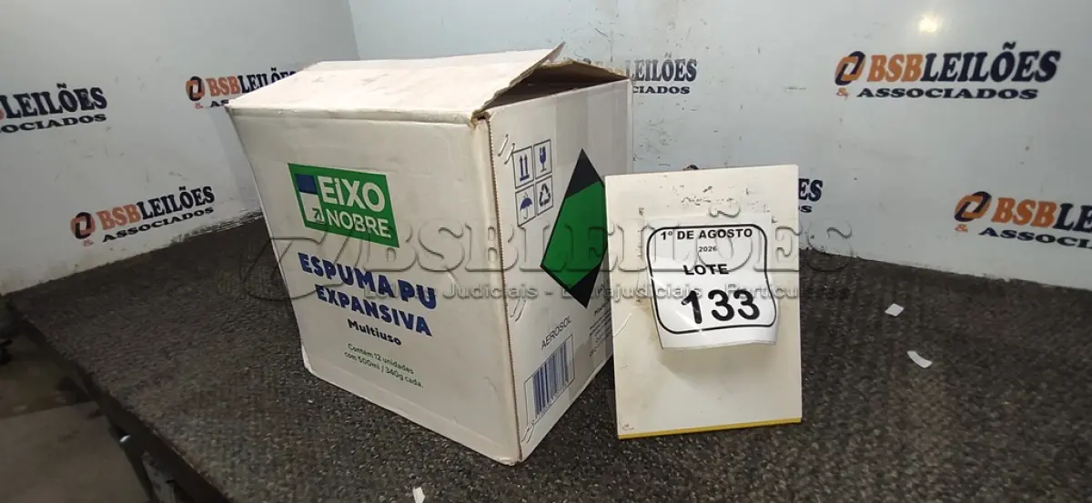 LOTE 133 - 01 CAIXA COM 12 ESPUMAS PU EXPANSIVA DE 500ML CADA MARCA EIXO NOBRE. (NO ESTADO) ATENÇÃO! FAZER A VISITAÇÃO ANTES DE ARREMATAR, NÃO SABEMOS SE FUNCIONA, LEILÃO NÃO TEM GARANTIA E NEM DEVOLUÇÃO, SUJEITO A POSSÍVEIS AVARIAS VISÍVEIS/OCULTAS E/OU AUSÊNCIA DE COMPONENTES.