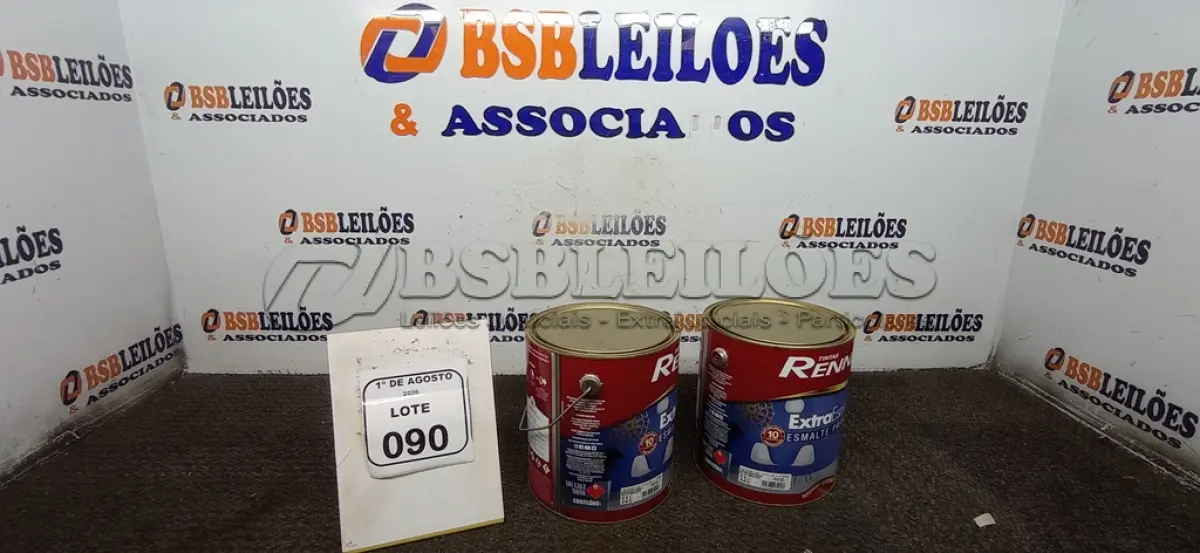 LOTE 090 - 02 LATAS DE ESMALTE SINTÉTICO BASE INTENSA ALTO BRILHO DE 3,2L MARCA RENNER. (NO ESTADO) ATENÇÃO! FAZER A VISITAÇÃO ANTES DE ARREMATAR, NÃO SABEMOS SE FUNCIONA, LEILÃO NÃO TEM GARANTIA E NEM DEVOLUÇÃO, SUJEITO A POSSÍVEIS AVARIAS VISÍVEIS/OCULTAS E/OU AUSÊNCIA DE COMPONENTES.