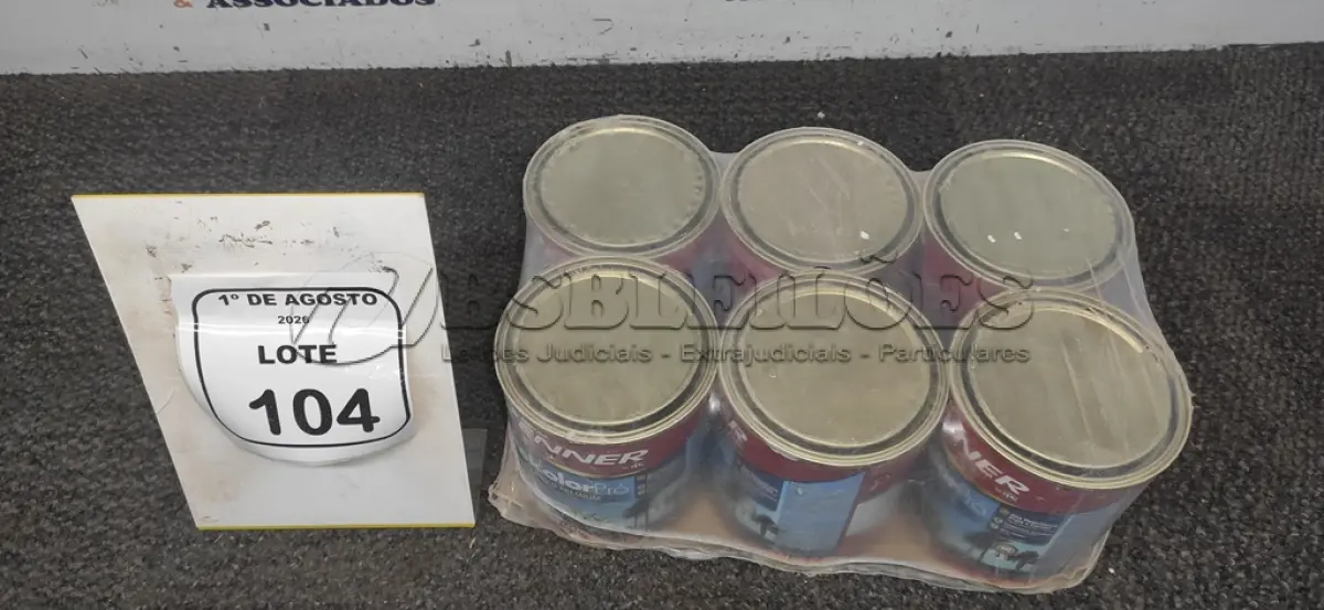 LOTE 104 - 06 LATAS DE TINTA ACRÍLICA PREMIUM DE 800ML CADA NA COR BASE PASTEL. (NO ESTADO) ATENÇÃO! FAZER A VISITAÇÃO ANTES DE ARREMATAR, NÃO SABEMOS SE FUNCIONA, LEILÃO NÃO TEM GARANTIA E NEM DEVOLUÇÃO, SUJEITO A POSSÍVEIS AVARIAS VISÍVEIS/OCULTAS E/OU AUSÊNCIA DE COMPONENTES.