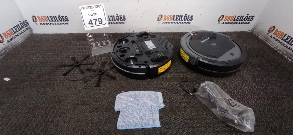 LOTE 479 - 02 ASPIRADORES ROBÔ MARCA MONDIAL. (NO ESTADO) ATENÇÃO! FAZER A VISITAÇÃO ANTES DE ARREMATAR, NÃO SABEMOS SE FUNCIONA, LEILÃO NÃO TEM GARANTIA E NEM DEVOLUÇÃO, SUJEITO A POSSÍVEIS AVARIAS VISÍVEIS/OCULTAS E/OU AUSÊNCIA DE COMPONENTES.