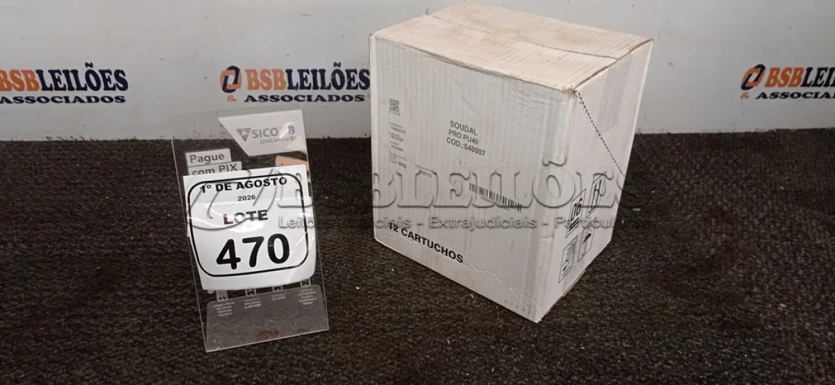 LOTE 470 - 01 CAIXA COM 12 PU 40 ADESIVO/SELANTES DE 230ML MARCA PRO. (NO ESTADO) ATENÇÃO! FAZER A VISITAÇÃO ANTES DE ARREMATAR, NÃO SABEMOS SE FUNCIONA, LEILÃO NÃO TEM GARANTIA E NEM DEVOLUÇÃO, SUJEITO A POSSÍVEIS AVARIAS VISÍVEIS/OCULTAS E/OU AUSÊNCIA DE COMPONENTES.