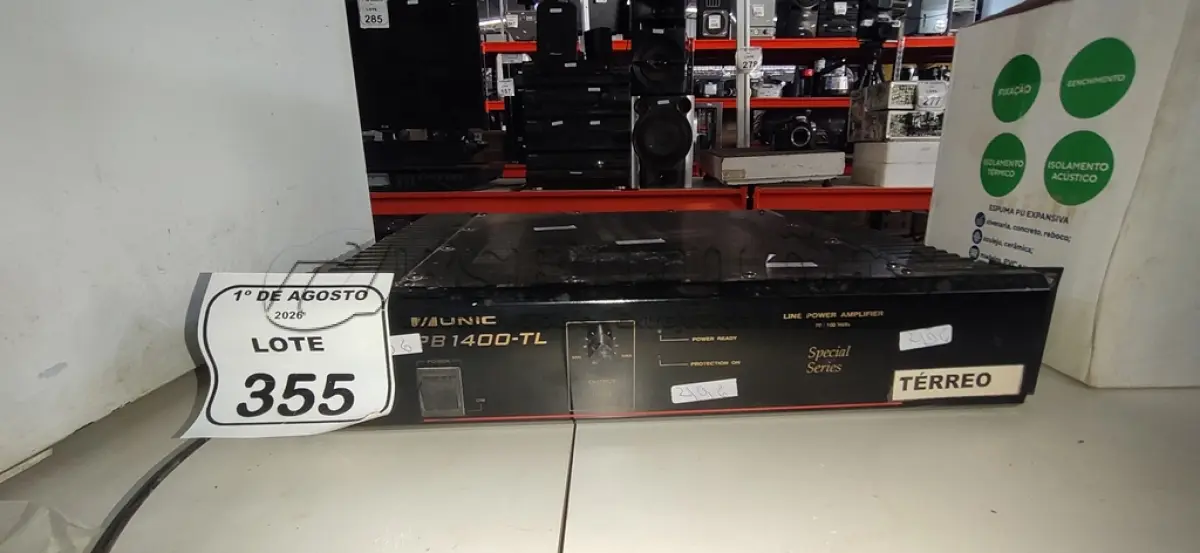 LOTE 355 - 01 AMPLIFICADOR DE LINHA MODELO PC 1400-TL MARCA UNIC. (NO ESTADO) ATENÇÃO! FAZER A VISITAÇÃO ANTES DE ARREMATAR, NÃO SABEMOS SE FUNCIONA, LEILÃO NÃO TEM GARANTIA E NEM DEVOLUÇÃO, SUJEITO A POSSÍVEIS AVARIAS VISÍVEIS/OCULTAS E/OU AUSÊNCIA DE COMPONENTES.