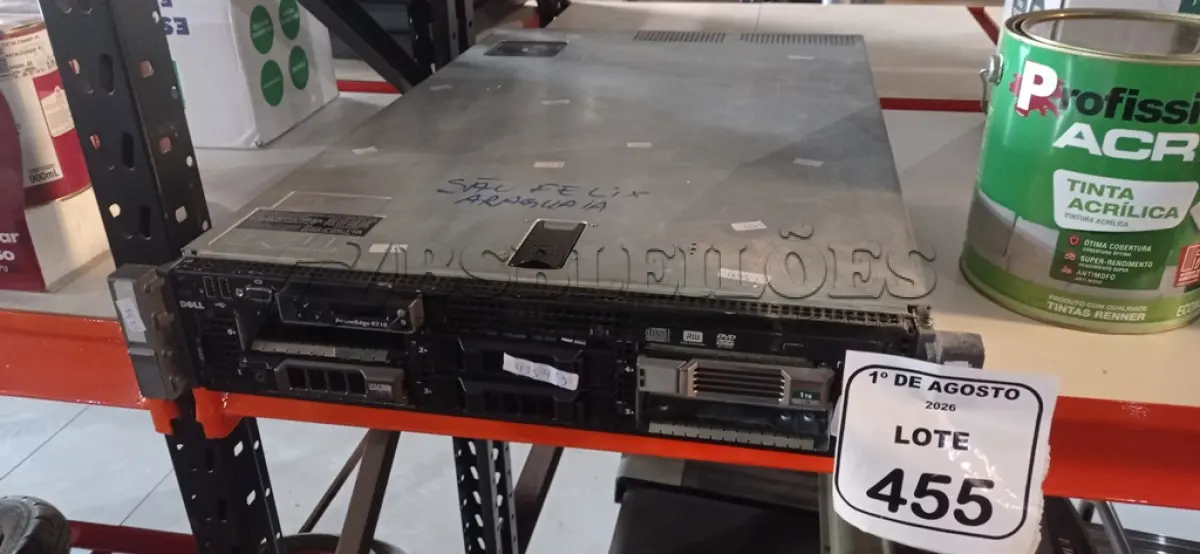 LOTE 455 - 01 SERVIDOR MODELO R710 COM 02 PROCESSADORES E MEMORIA DDR3. (NO ESTADO) ATENÇÃO! FAZER A VISITAÇÃO ANTES DE ARREMATAR, NÃO SABEMOS SE FUNCIONA, LEILÃO NÃO TEM GARANTIA E NEM DEVOLUÇÃO, SUJEITO A POSSÍVEIS AVARIAS VISÍVEIS/OCULTAS E/OU AUSÊNCIA DE COMPONENTES.
