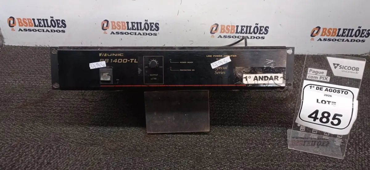 LOTE 485 - 01 AMPLIFICADOR DE LINHA MODELO PC 1400-TL MARCA UNIC. (NO ESTADO) ATENÇÃO! FAZER A VISITAÇÃO ANTES DE ARREMATAR, NÃO SABEMOS SE FUNCIONA, LEILÃO NÃO TEM GARANTIA E NEM DEVOLUÇÃO, SUJEITO A POSSÍVEIS AVARIAS VISÍVEIS/OCULTAS E/OU AUSÊNCIA DE COMPONENTES.