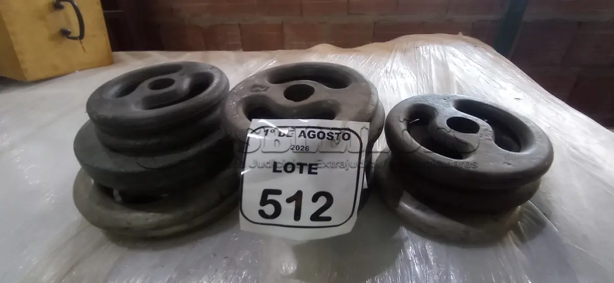 LOTE 512 - 16 ANILHAS DE FERRO DE PESOS DIVERSOS. (NO ESTADO) ATENÇÃO! FAZER A VISITAÇÃO ANTES DE ARREMATAR, NÃO SABEMOS SE FUNCIONA, LEILÃO NÃO TEM GARANTIA E NEM DEVOLUÇÃO, SUJEITO A POSSÍVEIS AVARIAS VISÍVEIS/OCULTAS E/OU AUSÊNCIA DE COMPONENTES.