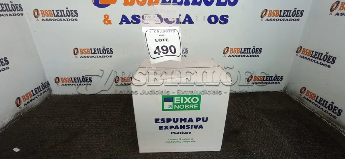 LOTE 490 - 01 CAIXA COM 12 ESPUMAS PU EXPANSIVA DE 500ML CADA MARCA EIXO NOBRE. (NO ESTADO) ATENÇÃO! FAZER A VISITAÇÃO ANTES DE ARREMATAR, NÃO SABEMOS SE FUNCIONA, LEILÃO NÃO TEM GARANTIA E NEM DEVOLUÇÃO, SUJEITO A POSSÍVEIS AVARIAS VISÍVEIS/OCULTAS E/OU AUSÊNCIA DE COMPONENTES.