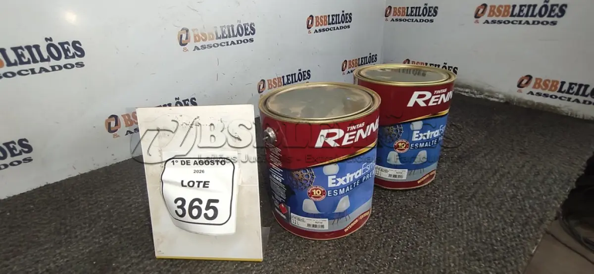 LOTE 365 - 02 ESMALTES SINTÉTICO INTERIOR/EXTERIOR NA COR BASE INTENSA ALTO BRILHO E BASE MÉDIA ALTO BRILHO DE 3,2L. (NO ESTADO) ATENÇÃO! FAZER A VISITAÇÃO ANTES DE ARREMATAR, NÃO SABEMOS SE FUNCIONA, LEILÃO NÃO TEM GARANTIA E NEM DEVOLUÇÃO, SUJEITO A POSSÍVEIS AVARIAS VISÍVEIS/OCULTAS E/OU AUSÊNCIA DE COMPONENTES.