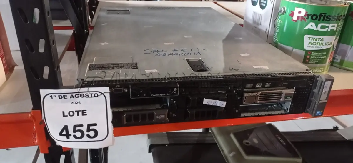 LOTE 455 - 01 SERVIDOR MODELO R710 COM 02 PROCESSADORES E MEMORIA DDR3. (NO ESTADO) ATENÇÃO! FAZER A VISITAÇÃO ANTES DE ARREMATAR, NÃO SABEMOS SE FUNCIONA, LEILÃO NÃO TEM GARANTIA E NEM DEVOLUÇÃO, SUJEITO A POSSÍVEIS AVARIAS VISÍVEIS/OCULTAS E/OU AUSÊNCIA DE COMPONENTES.