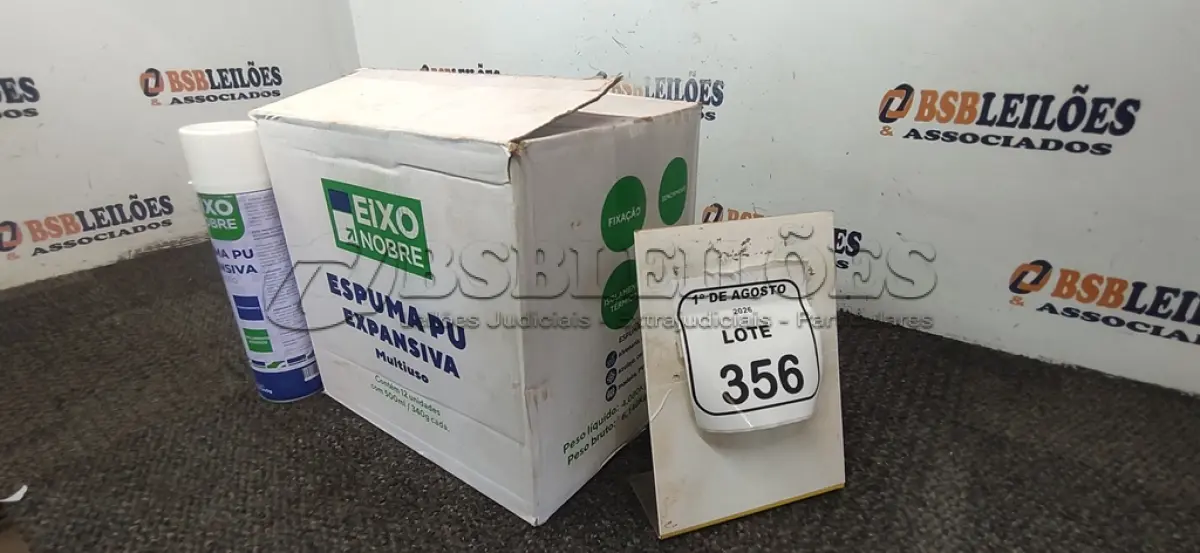 LOTE 356 - 01 CAIXA COM 12 ESPUMAS PU EXPANSIVA DE 500ML CADA MARCA EIXO NOBRE. (NO ESTADO) ATENÇÃO! FAZER A VISITAÇÃO ANTES DE ARREMATAR, NÃO SABEMOS SE FUNCIONA, LEILÃO NÃO TEM GARANTIA E NEM DEVOLUÇÃO, SUJEITO A POSSÍVEIS AVARIAS VISÍVEIS/OCULTAS E/OU AUSÊNCIA DE COMPONENTES.