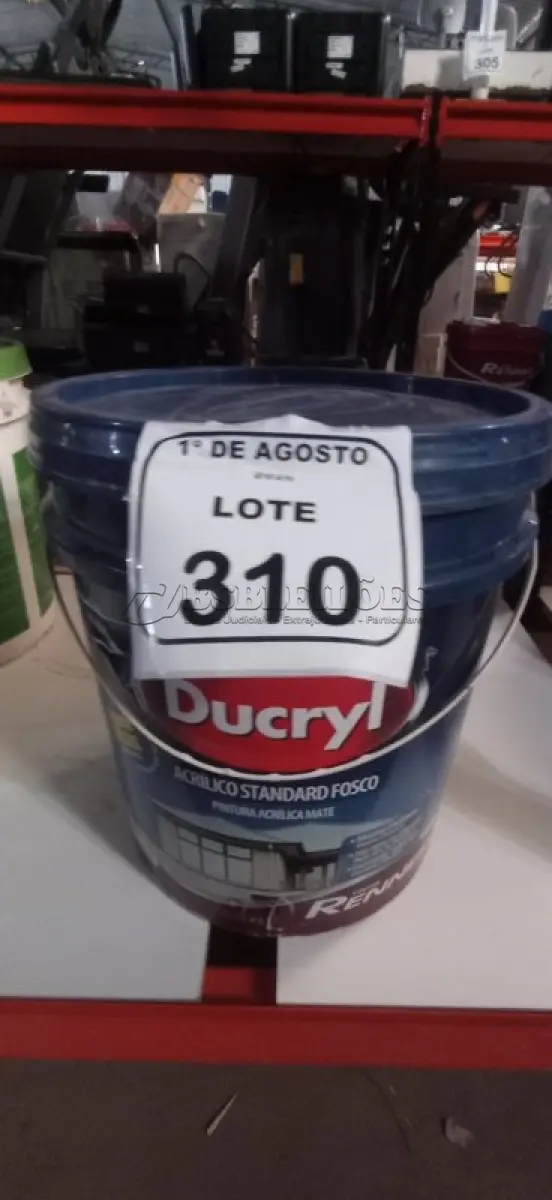 LOTE 310 - 01 BALDE DE TINTA ACRÍLICA NA COR ROSA NUDE DE 18L MARCA DUCRYL. (NO ESTADO) ATENÇÃO! FAZER A VISITAÇÃO ANTES DE ARREMATAR, NÃO SABEMOS SE FUNCIONA, LEILÃO NÃO TEM GARANTIA E NEM DEVOLUÇÃO, SUJEITO A POSSÍVEIS AVARIAS VISÍVEIS/OCULTAS E/OU AUSÊNCIA DE COMPONENTES.
