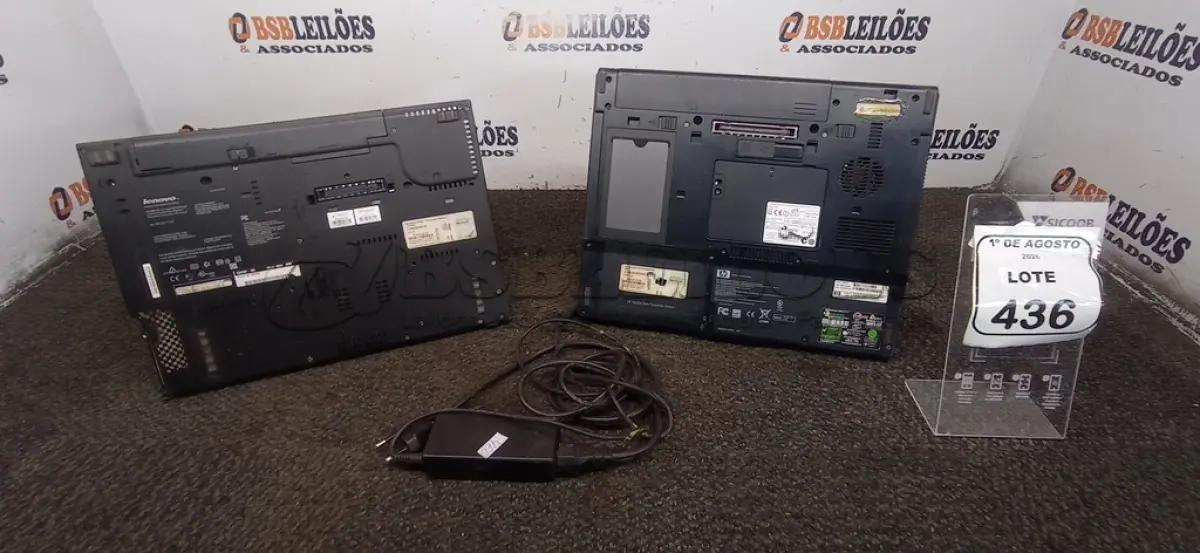 LOTE 436 - 02 NOTEBOOKS MARCAS HP E LENOVO E 01 FONTE. (NO ESTADO) ATENÇÃO! FAZER A VISITAÇÃO ANTES DE ARREMATAR, NÃO SABEMOS SE FUNCIONA, LEILÃO NÃO TEM GARANTIA E NEM DEVOLUÇÃO, SUJEITO A POSSÍVEIS AVARIAS VISÍVEIS/OCULTAS E/OU AUSÊNCIA DE COMPONENTES.