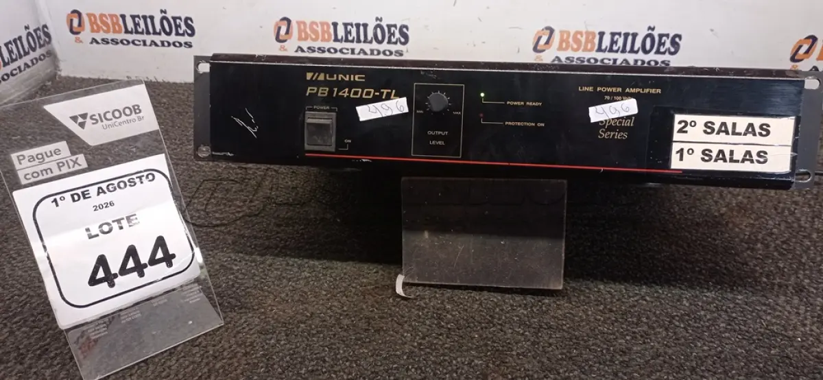 LOTE 444 - 01 AMPLIFICADOR DE LINHA MODELO PC 1400-TL MARCA UNIC. (NO ESTADO) ATENÇÃO! FAZER A VISITAÇÃO ANTES DE ARREMATAR, NÃO SABEMOS SE FUNCIONA, LEILÃO NÃO TEM GARANTIA E NEM DEVOLUÇÃO, SUJEITO A POSSÍVEIS AVARIAS VISÍVEIS/OCULTAS E/OU AUSÊNCIA DE COMPONENTES.