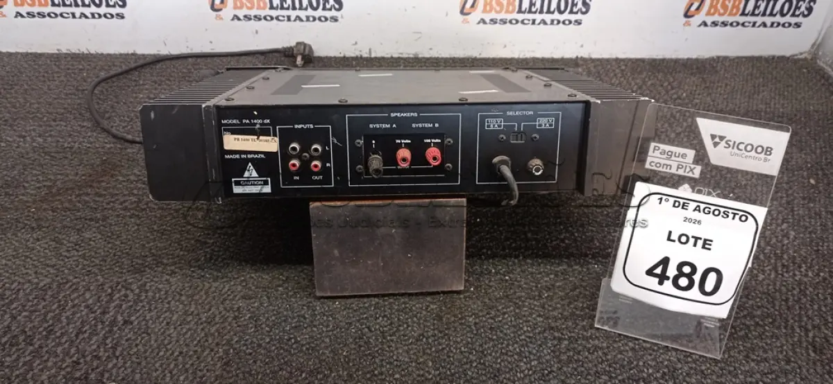 LOTE 480 - 01 AMPLIFICADOR DE LINHA MODELO PC 1400-TL MARCA UNIC. (NO ESTADO) ATENÇÃO! FAZER A VISITAÇÃO ANTES DE ARREMATAR, NÃO SABEMOS SE FUNCIONA, LEILÃO NÃO TEM GARANTIA E NEM DEVOLUÇÃO, SUJEITO A POSSÍVEIS AVARIAS VISÍVEIS/OCULTAS E/OU AUSÊNCIA DE COMPONENTES.