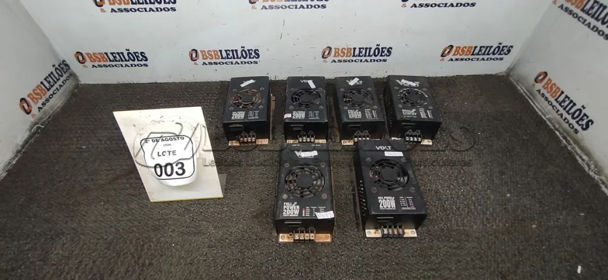 LOTE 003 - 06 FONTES DE NOBREAK MODELO FULL POWER MARCA VOLT. (NO ESTADO) ATENÇÃO! FAZER A VISITAÇÃO ANTES DE ARREMATAR, NÃO SABEMOS SE FUNCIONA, LEILÃO NÃO TEM GARANTIA E NEM DEVOLUÇÃO, SUJEITO A POSSÍVEIS AVARIAS VISÍVEIS/OCULTAS E/OU AUSÊNCIA DE COMPONENTES.