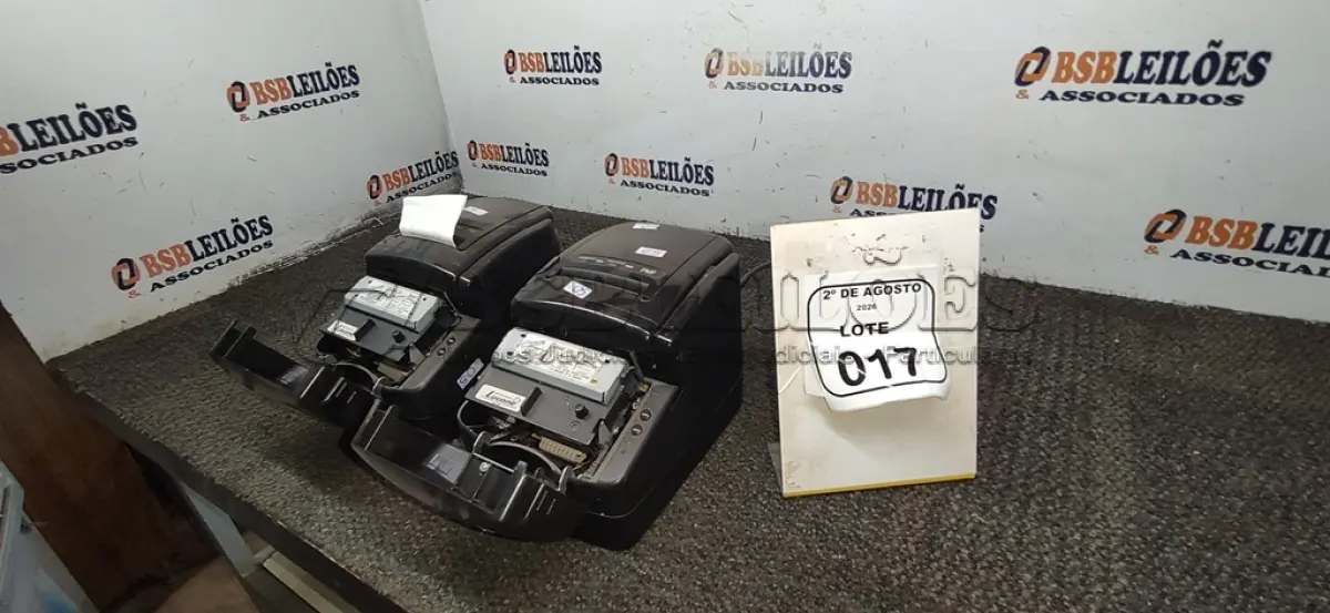LOTE 017 - 02 IMPRESSORAS TÉRMICAS. (NO ESTADO) ATENÇÃO! FAZER A VISITAÇÃO ANTES DE ARREMATAR, NÃO SABEMOS SE FUNCIONA, LEILÃO NÃO TEM GARANTIA E NEM DEVOLUÇÃO, SUJEITO A POSSÍVEIS AVARIAS VISÍVEIS/OCULTAS E/OU AUSÊNCIA DE COMPONENTES.