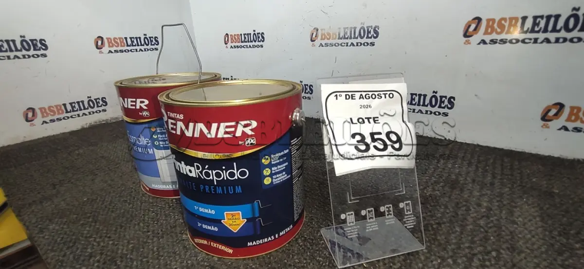 LOTE 359 - 02 ESMALTES SINTÉTICO INTERIOR/EXTERIOR NA COR BRANCO BASE PASTE BRILHANTE E BASE MÉDIA ALTO BRILHO DE 3,2L . (NO ESTADO) ATENÇÃO! FAZER A VISITAÇÃO ANTES DE ARREMATAR, NÃO SABEMOS SE FUNCIONA, LEILÃO NÃO TEM GARANTIA E NEM DEVOLUÇÃO, SUJEITO A POSSÍVEIS AVARIAS VISÍVEIS/OCULTAS E/OU AUSÊNCIA DE COMPONENTES.