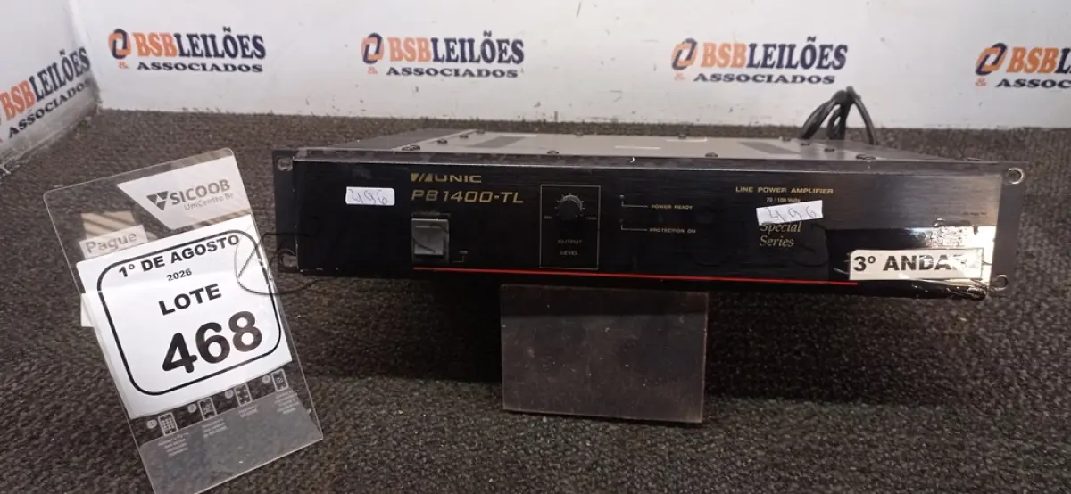 LOTE 468 - 01 AMPLIFICADOR DE LINHA MODELO PC 1400-TL MARCA UNIC. (NO ESTADO) ATENÇÃO! FAZER A VISITAÇÃO ANTES DE ARREMATAR, NÃO SABEMOS SE FUNCIONA, LEILÃO NÃO TEM GARANTIA E NEM DEVOLUÇÃO, SUJEITO A POSSÍVEIS AVARIAS VISÍVEIS/OCULTAS E/OU AUSÊNCIA DE COMPONENTES.