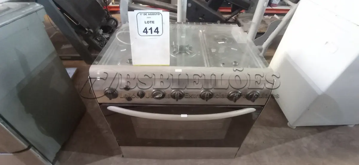 LOTE 414 - 01 FOGÃO 05 BOCAS ELÉTRICO MARCA GE. (NO ESTADO) ATENÇÃO! FAZER A VISITAÇÃO ANTES DE ARREMATAR, NÃO SABEMOS SE FUNCIONA, LEILÃO NÃO TEM GARANTIA E NEM DEVOLUÇÃO, SUJEITO A POSSÍVEIS AVARIAS VISÍVEIS/OCULTAS E/OU AUSÊNCIA DE COMPONENTES.