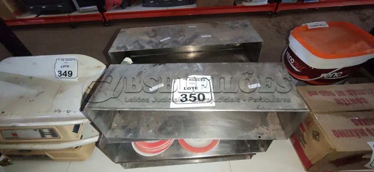 LOTE 350 - 06 CUBAS RETANGULARES EM INOX. (NO ESTADO) ATENÇÃO! FAZER A VISITAÇÃO ANTES DE ARREMATAR, NÃO SABEMOS SE FUNCIONA, LEILÃO NÃO TEM GARANTIA E NEM DEVOLUÇÃO, SUJEITO A POSSÍVEIS AVARIAS VISÍVEIS/OCULTAS E/OU AUSÊNCIA DE COMPONENTES.