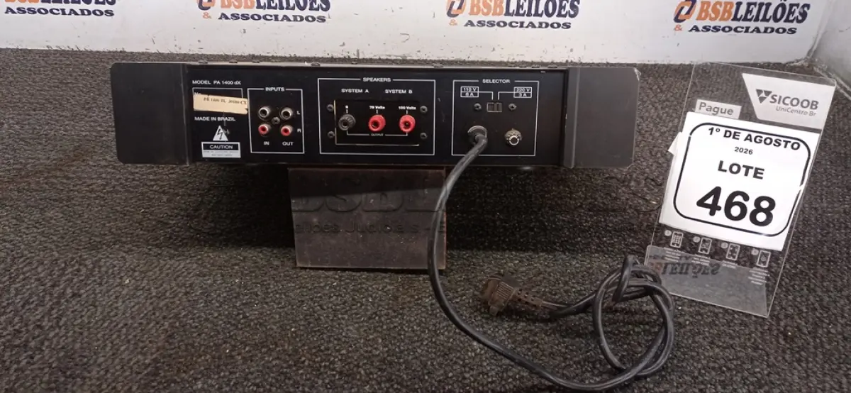 LOTE 468 - 01 AMPLIFICADOR DE LINHA MODELO PC 1400-TL MARCA UNIC. (NO ESTADO) ATENÇÃO! FAZER A VISITAÇÃO ANTES DE ARREMATAR, NÃO SABEMOS SE FUNCIONA, LEILÃO NÃO TEM GARANTIA E NEM DEVOLUÇÃO, SUJEITO A POSSÍVEIS AVARIAS VISÍVEIS/OCULTAS E/OU AUSÊNCIA DE COMPONENTES.