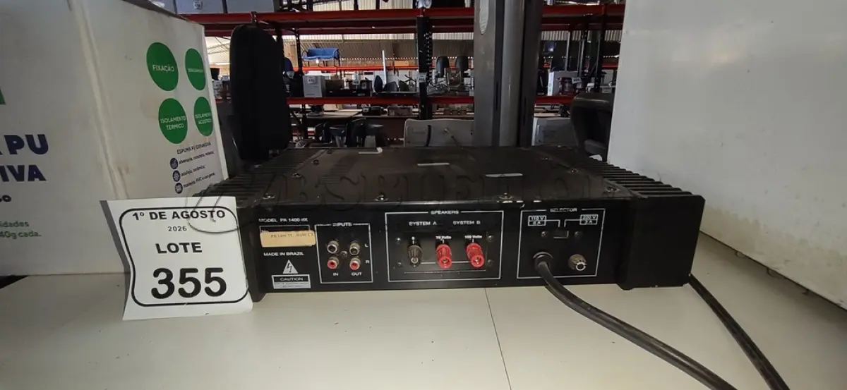 LOTE 355 - 01 AMPLIFICADOR DE LINHA MODELO PC 1400-TL MARCA UNIC. (NO ESTADO) ATENÇÃO! FAZER A VISITAÇÃO ANTES DE ARREMATAR, NÃO SABEMOS SE FUNCIONA, LEILÃO NÃO TEM GARANTIA E NEM DEVOLUÇÃO, SUJEITO A POSSÍVEIS AVARIAS VISÍVEIS/OCULTAS E/OU AUSÊNCIA DE COMPONENTES.