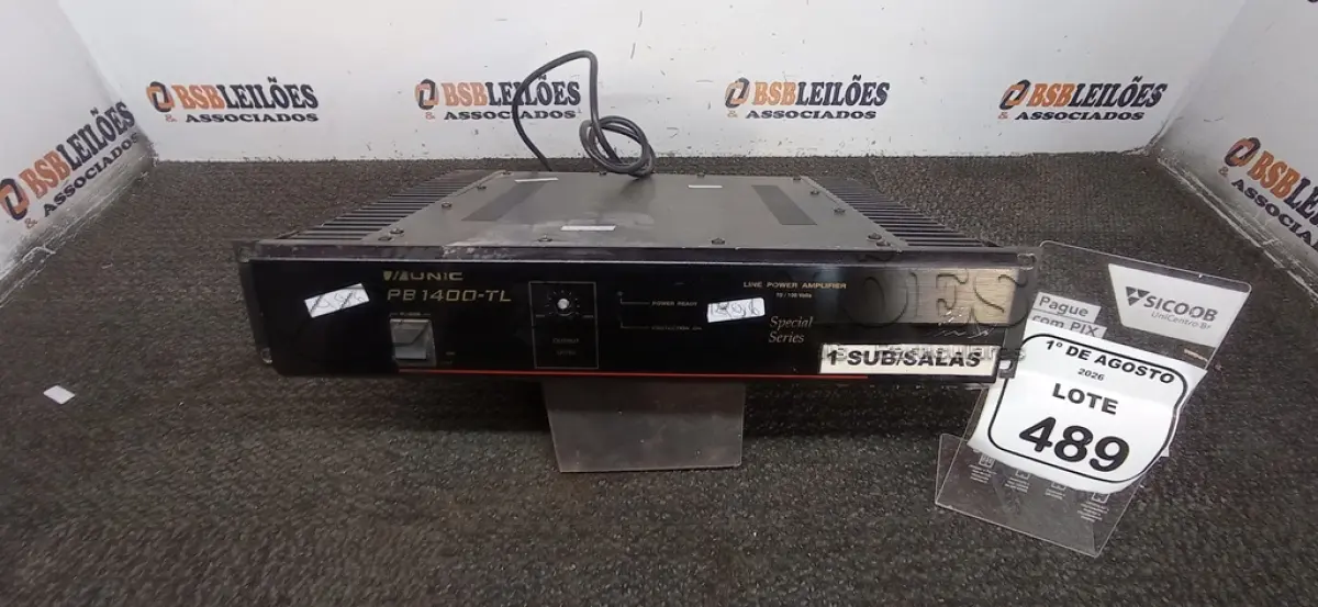 LOTE 489 - 01 AMPLIFICADOR DE LINHA MODELO PC 1400-TL MARCA UNIC. (NO ESTADO) ATENÇÃO! FAZER A VISITAÇÃO ANTES DE ARREMATAR, NÃO SABEMOS SE FUNCIONA, LEILÃO NÃO TEM GARANTIA E NEM DEVOLUÇÃO, SUJEITO A POSSÍVEIS AVARIAS VISÍVEIS/OCULTAS E/OU AUSÊNCIA DE COMPONENTES.