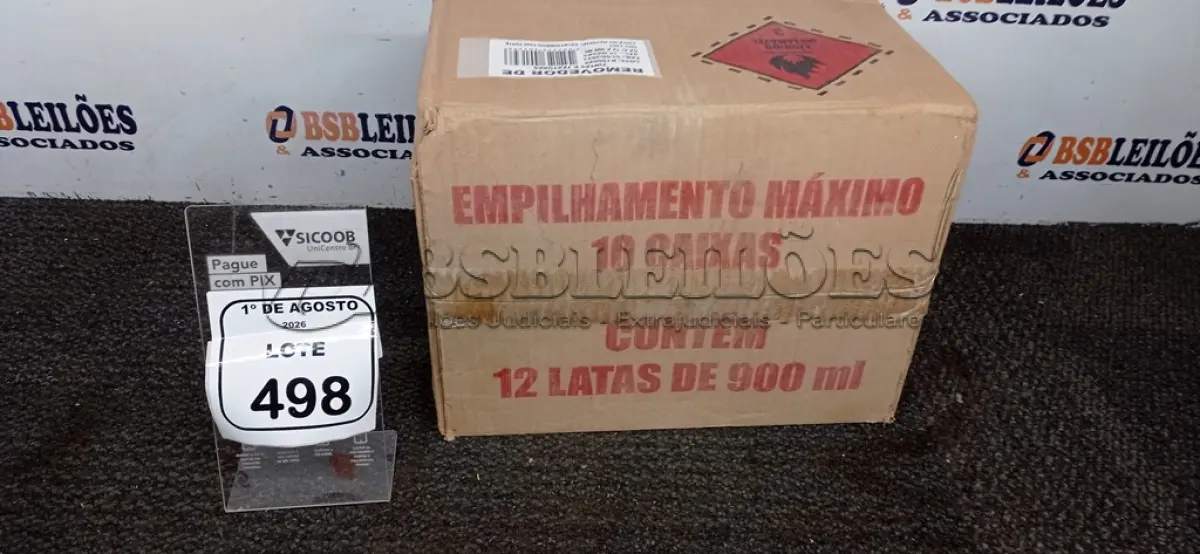 LOTE 498 - 01 CAIXA COM 12 REMOVEDORES DE TINTAS E TEXTURAS DE 900ML CADA. (NO ESTADO) ATENÇÃO! FAZER A VISITAÇÃO ANTES DE ARREMATAR, NÃO SABEMOS SE FUNCIONA, LEILÃO NÃO TEM GARANTIA E NEM DEVOLUÇÃO, SUJEITO A POSSÍVEIS AVARIAS VISÍVEIS/OCULTAS E/OU AUSÊNCIA DE COMPONENTES.