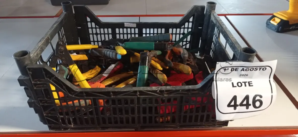 LOTE 446 - 01 CAIXA COM VÁRIOS ALICATES DE MARCAS E MODELOS DIVERSOS. (NO ESTADO) ATENÇÃO! FAZER A VISITAÇÃO ANTES DE ARREMATAR, NÃO SABEMOS SE FUNCIONA, LEILÃO NÃO TEM GARANTIA E NEM DEVOLUÇÃO, SUJEITO A POSSÍVEIS AVARIAS VISÍVEIS/OCULTAS E/OU AUSÊNCIA DE COMPONENTES.