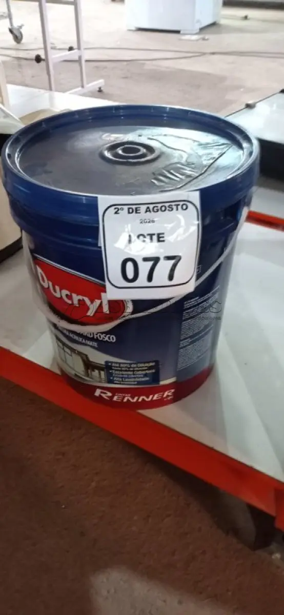 LOTE 077 - 01 BALDE DE TINTA ACRÍLICA STANDARD FOSCO DE 18L NA COR MELÃO ROSA FOSCO MARCA DUCRYL. (NO ESTADO) ATENÇÃO! FAZER A VISITAÇÃO ANTES DE ARREMATAR, NÃO SABEMOS SE FUNCIONA, LEILÃO NÃO TEM GARANTIA E NEM DEVOLUÇÃO, SUJEITO A POSSÍVEIS AVARIAS VISÍVEIS/OCULTAS E/OU AUSÊNCIA DE COMPONENTES.