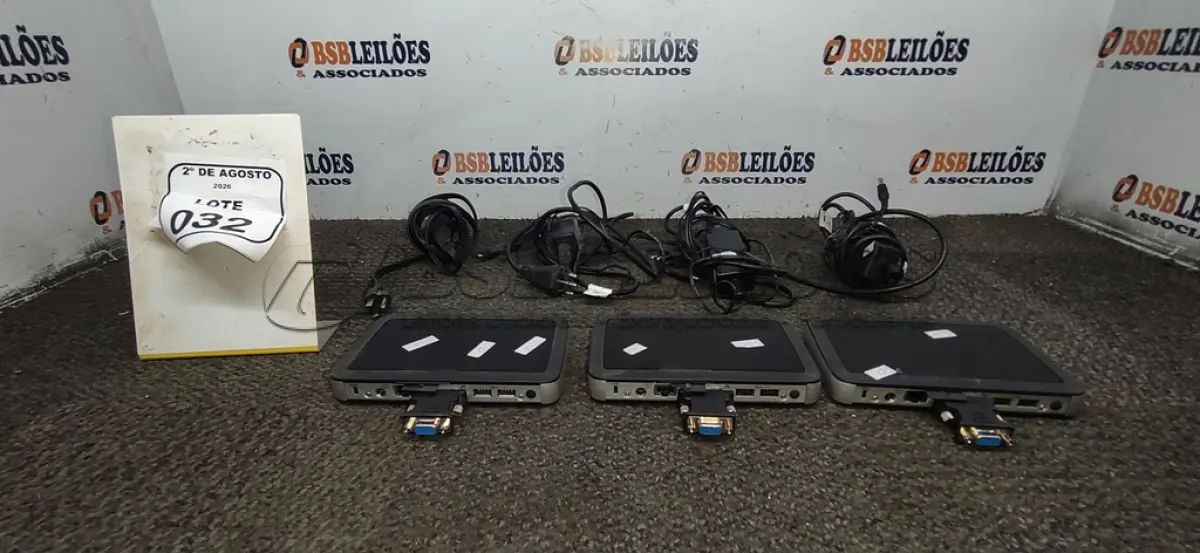LOTE 032 - 03 MINIS COMPUTADORES TERMINAIS MARCA WYSE. (NO ESTADO) ATENÇÃO! FAZER A VISITAÇÃO ANTES DE ARREMATAR, NÃO SABEMOS SE FUNCIONA, LEILÃO NÃO TEM GARANTIA E NEM DEVOLUÇÃO, SUJEITO A POSSÍVEIS AVARIAS VISÍVEIS/OCULTAS E/OU AUSÊNCIA DE COMPONENTES.