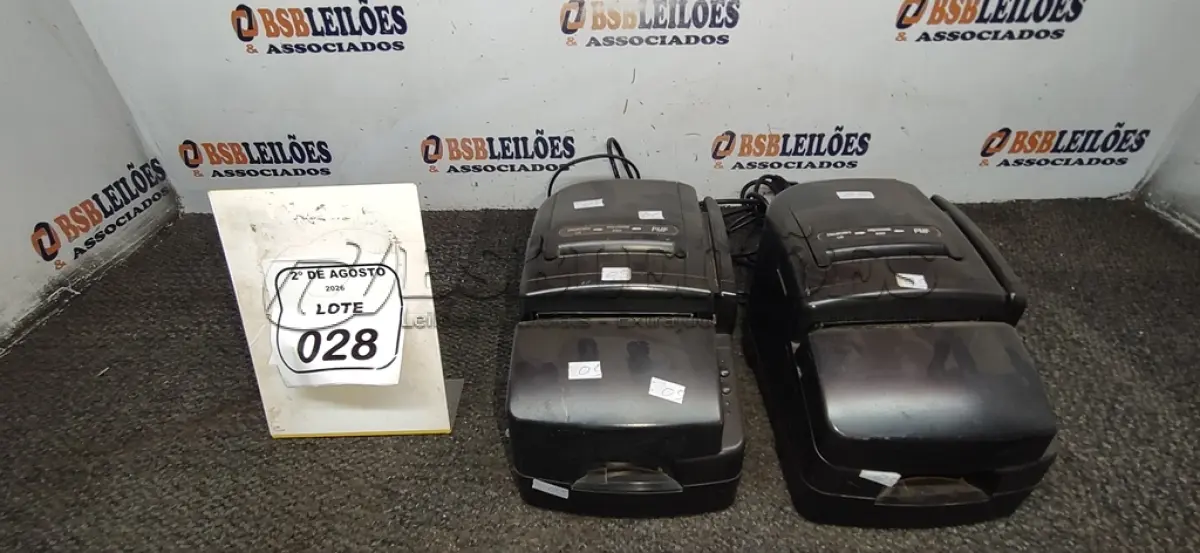 LOTE 028 - 02 IMPRESSORAS TÉRMICAS. (NO ESTADO) ATENÇÃO! FAZER A VISITAÇÃO ANTES DE ARREMATAR, NÃO SABEMOS SE FUNCIONA, LEILÃO NÃO TEM GARANTIA E NEM DEVOLUÇÃO, SUJEITO A POSSÍVEIS AVARIAS VISÍVEIS/OCULTAS E/OU AUSÊNCIA DE COMPONENTES.