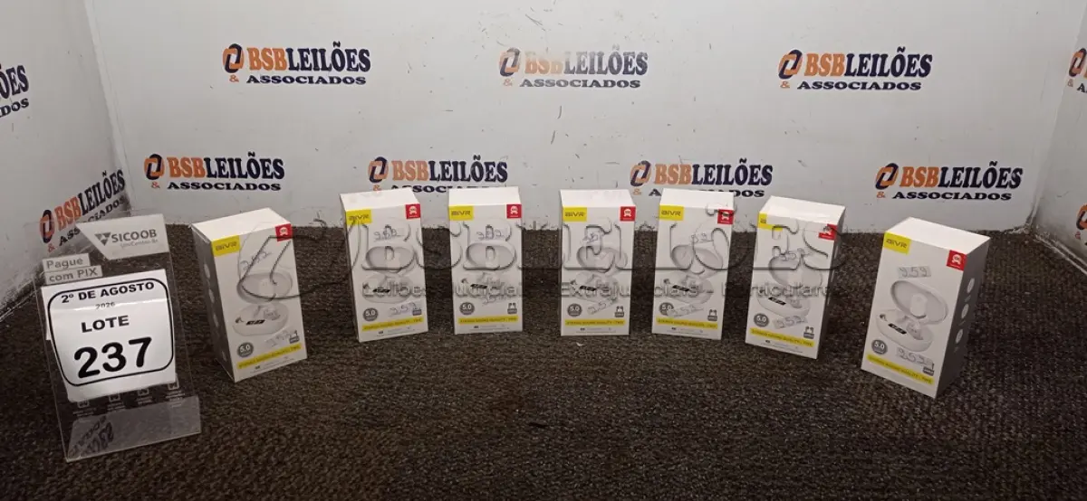 LOTE 237 - 07 FONES DE OUVIDO SEM FIO MARCA AIVR. (NO ESTADO) ATENÇÃO! FAZER A VISITAÇÃO ANTES DE ARREMATAR, NÃO SABEMOS SE FUNCIONA, LEILÃO NÃO TEM GARANTIA E NEM DEVOLUÇÃO, SUJEITO A POSSÍVEIS AVARIAS VISÍVEIS/OCULTAS E/OU AUSÊNCIA DE COMPONENTES.