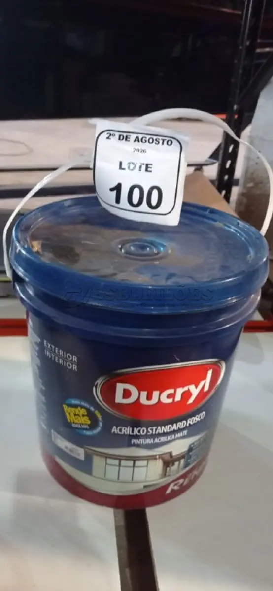 LOTE 100 - 01 BALDE DE TINTA ACRÍLICA STANDARD FOSCO DE 18L NA COR MELÃO ROSA FOSCO MARCA DUCRYL. (NO ESTADO) ATENÇÃO! FAZER A VISITAÇÃO ANTES DE ARREMATAR, NÃO SABEMOS SE FUNCIONA, LEILÃO NÃO TEM GARANTIA E NEM DEVOLUÇÃO, SUJEITO A POSSÍVEIS AVARIAS VISÍVEIS/OCULTAS E/OU AUSÊNCIA DE COMPONENTES.