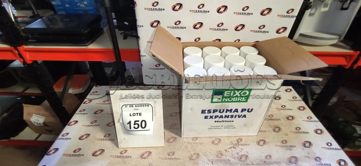 LOTE 150 - 12 UNIDADES DE ESPUMA PU EXPANSIVA MULTIUSO DE 500ML CADA MARCA EIXO NOBRE. (NO ESTADO) ATENÇÃO! FAZER A VISITAÇÃO ANTES DE ARREMATAR, NÃO SABEMOS SE FUNCIONA, LEILÃO NÃO TEM GARANTIA E NEM DEVOLUÇÃO, SUJEITO A POSSÍVEIS AVARIAS VISÍVEIS/OCULTAS E/OU AUSÊNCIA DE COMPONENTES.