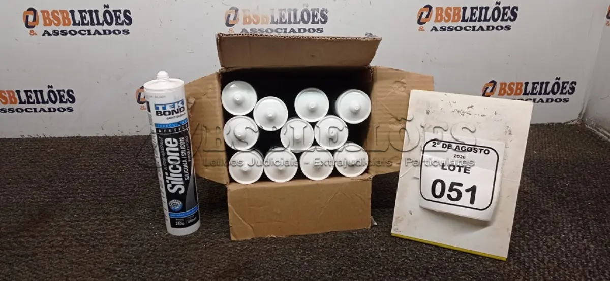 LOTE 051 - 12 BISNAGAS DE ADESIVO SILICONE PRETO 280G CADA MARCA TEK BOND. (NO ESTADO) ATENÇÃO! FAZER A VISITAÇÃO ANTES DE ARREMATAR, NÃO SABEMOS SE FUNCIONA, LEILÃO NÃO TEM GARANTIA E NEM DEVOLUÇÃO, SUJEITO A POSSÍVEIS AVARIAS VISÍVEIS/OCULTAS E/OU AUSÊNCIA DE COMPONENTES.