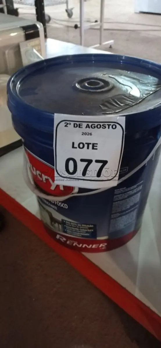 LOTE 077 - 01 BALDE DE TINTA ACRÍLICA STANDARD FOSCO DE 18L NA COR MELÃO ROSA FOSCO MARCA DUCRYL. (NO ESTADO) ATENÇÃO! FAZER A VISITAÇÃO ANTES DE ARREMATAR, NÃO SABEMOS SE FUNCIONA, LEILÃO NÃO TEM GARANTIA E NEM DEVOLUÇÃO, SUJEITO A POSSÍVEIS AVARIAS VISÍVEIS/OCULTAS E/OU AUSÊNCIA DE COMPONENTES.