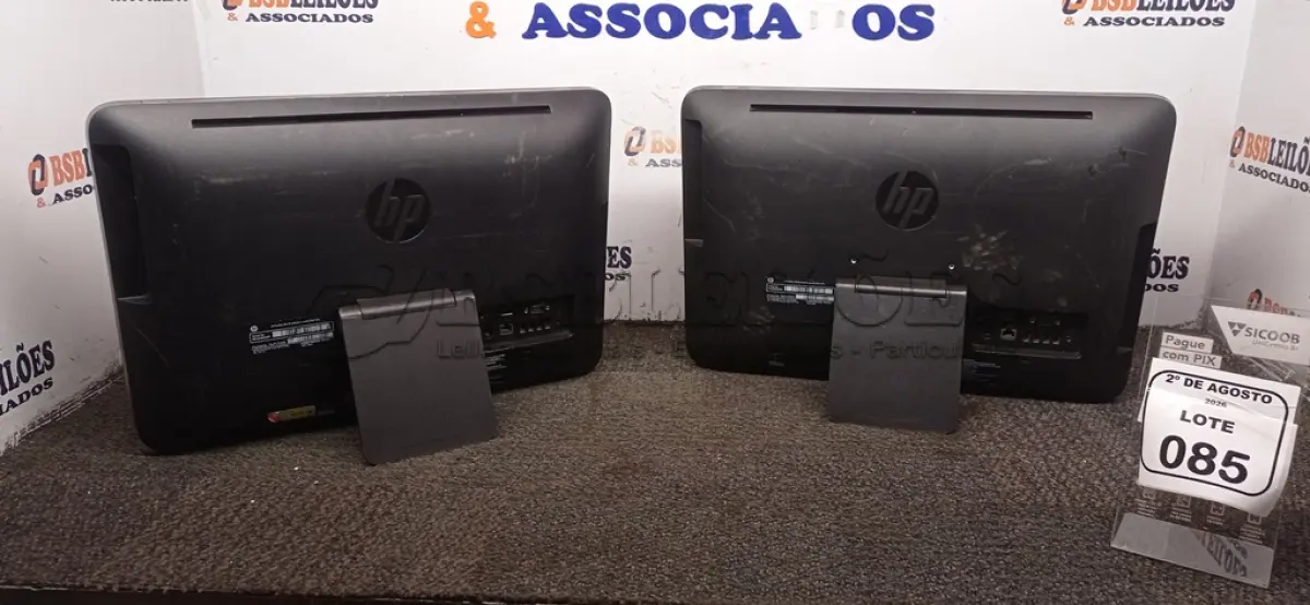 LOTE 085 - 02 ALL IN ONE MODELO PRO ONE 400 MARCA HP. (NO ESTADO) ATENÇÃO! FAZER A VISITAÇÃO ANTES DE ARREMATAR, NÃO SABEMOS SE FUNCIONA, LEILÃO NÃO TEM GARANTIA E NEM DEVOLUÇÃO, SUJEITO A POSSÍVEIS AVARIAS VISÍVEIS/OCULTAS E/OU AUSÊNCIA DE COMPONENTES.