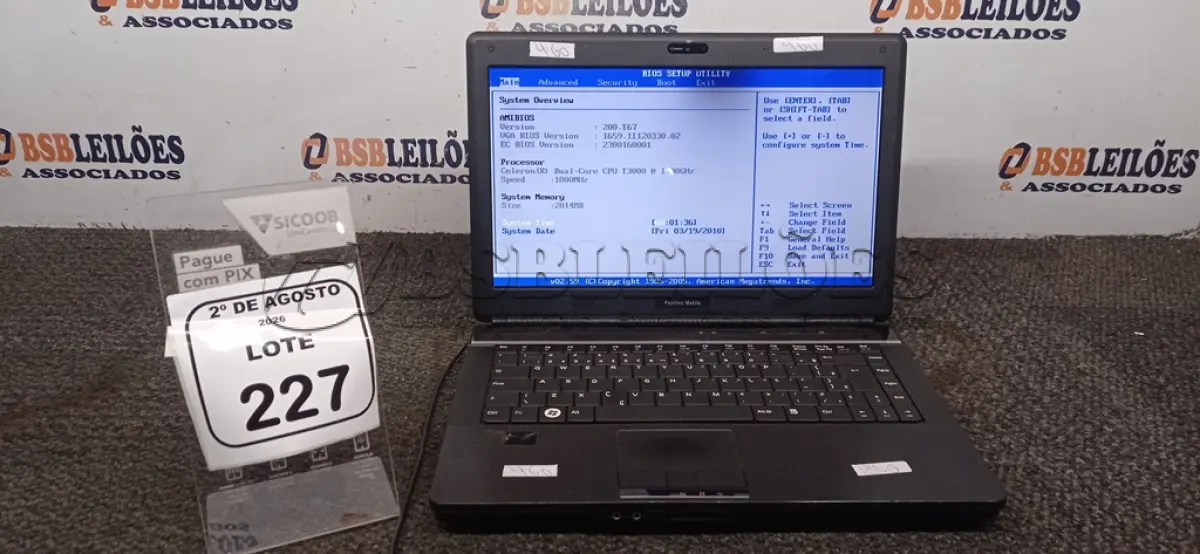 LOTE 227 - 01 NOTEBOOK MARCA POSITIVO SEM FONTE. (NO ESTADO) ATENÇÃO! FAZER A VISITAÇÃO ANTES DE ARREMATAR, NÃO SABEMOS SE FUNCIONA, LEILÃO NÃO TEM GARANTIA E NEM DEVOLUÇÃO, SUJEITO A POSSÍVEIS AVARIAS VISÍVEIS/OCULTAS E/OU AUSÊNCIA DE COMPONENTES.